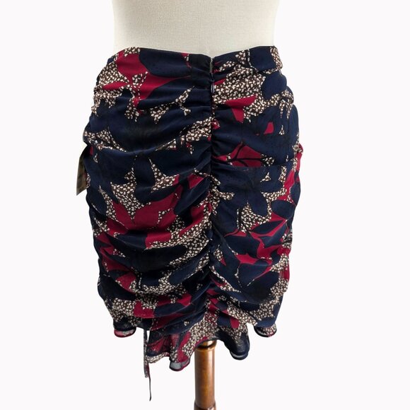 Bar III Womens Ruched Mini Skirt Size 2 Floral Print Polyester Blend - Picture 3 of 12